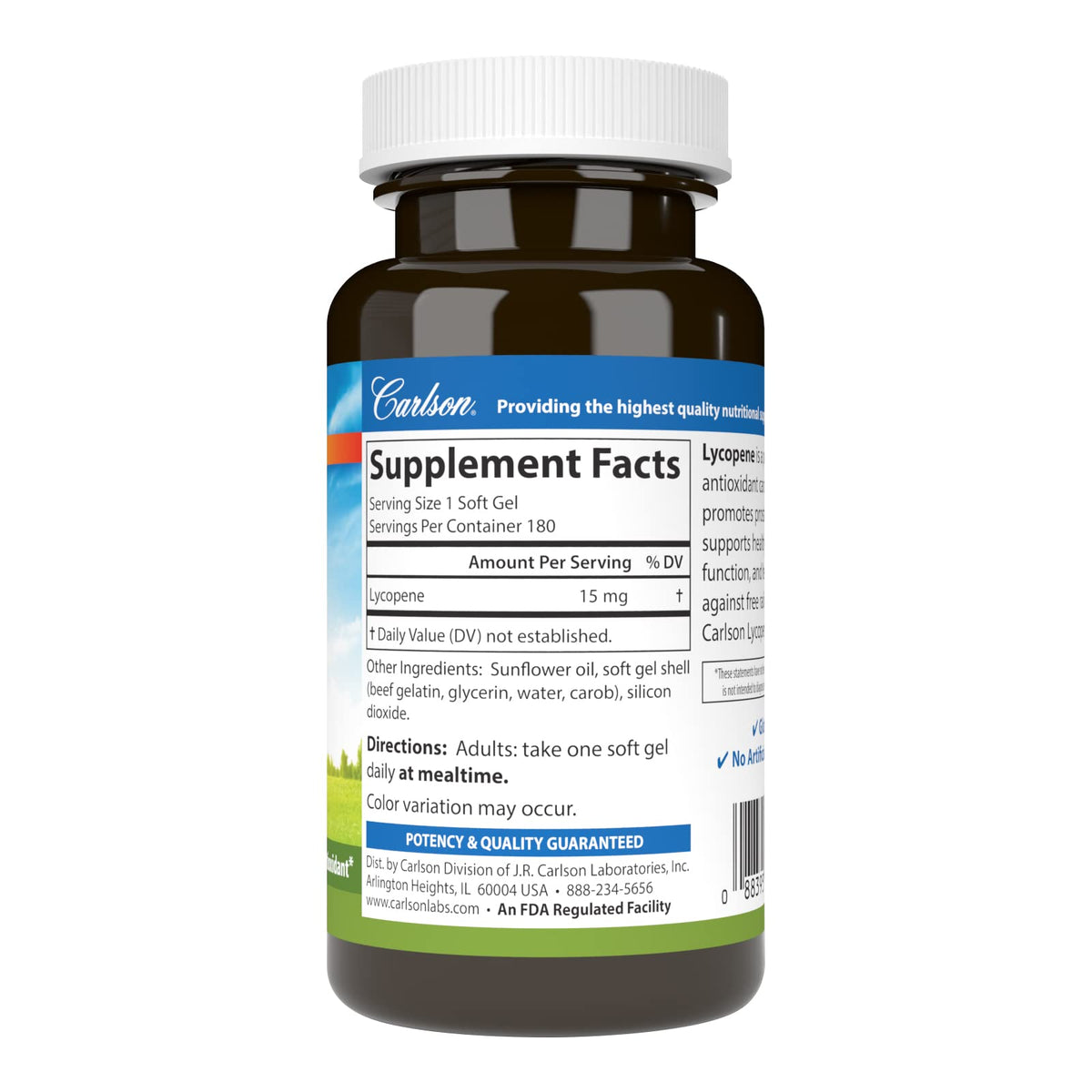 Carlson Lycopene 15 mg Prostate Health - 180 Softgels - image 2