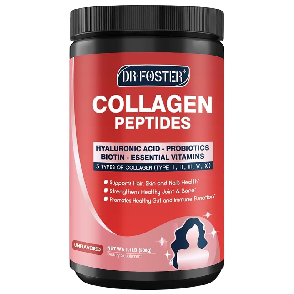 DRFOSTER Multi Collagen Peptide Powder with Probiotics - 50 Servings