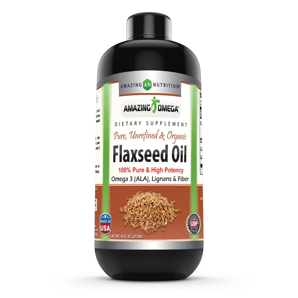 Amazing Nutrition Omega Flaxseed Oil Supplement - 16 Fl Oz