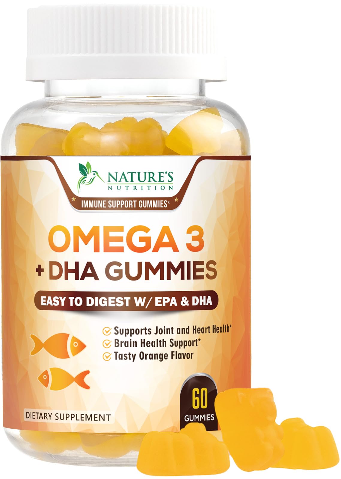 Nature's Nutrition Omega 3 Fish Oil Gummies - Extra Strength Omega-3
