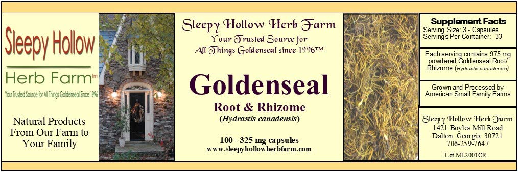 Sleepy Hollow Herb Farm Goldenseal Root/Rhizome Capsules 100-325mg