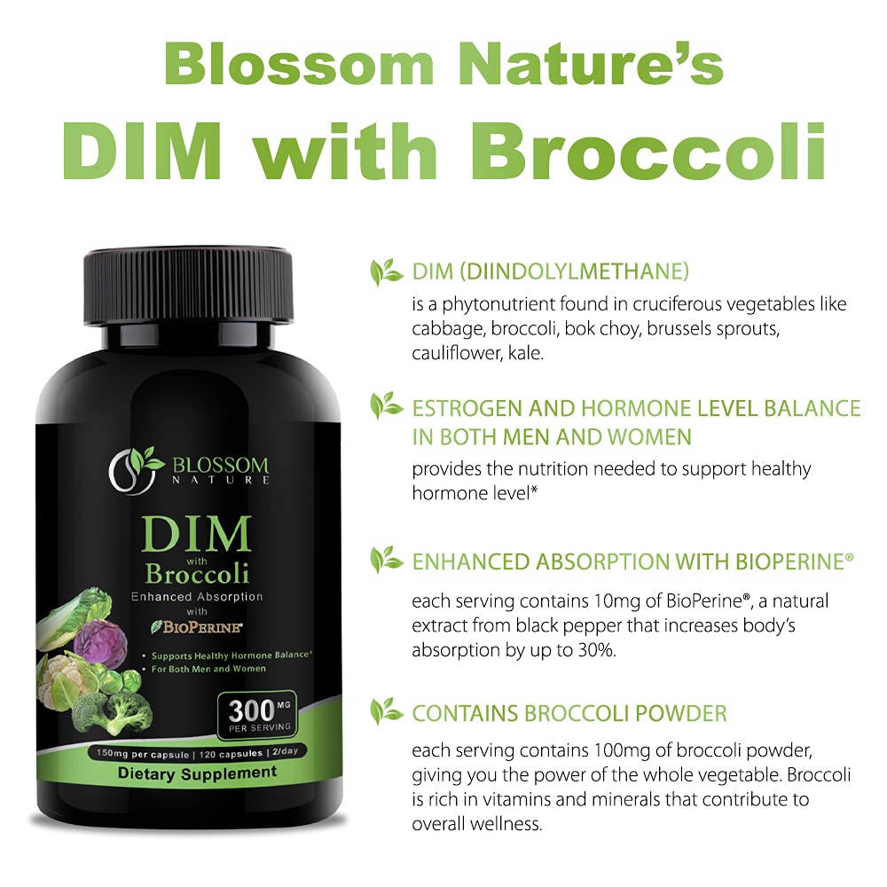 Blossom Nature DIM Supplement 300mg Hormone Balance - 120 Capsules - image 6