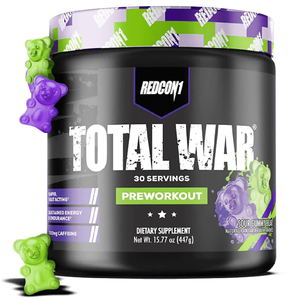 REDCON1 Total War Pre Workout Powder Sour Gummy Bear - 30 Servings