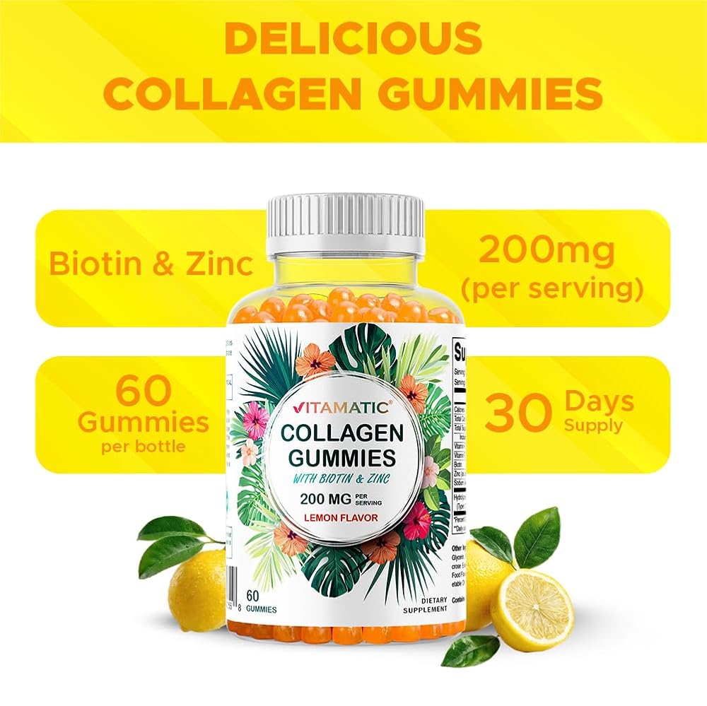 Vitamatic Hydrolyzed Collagen 200 mg with Biotin & Zinc - 120 Gummies - image 6
