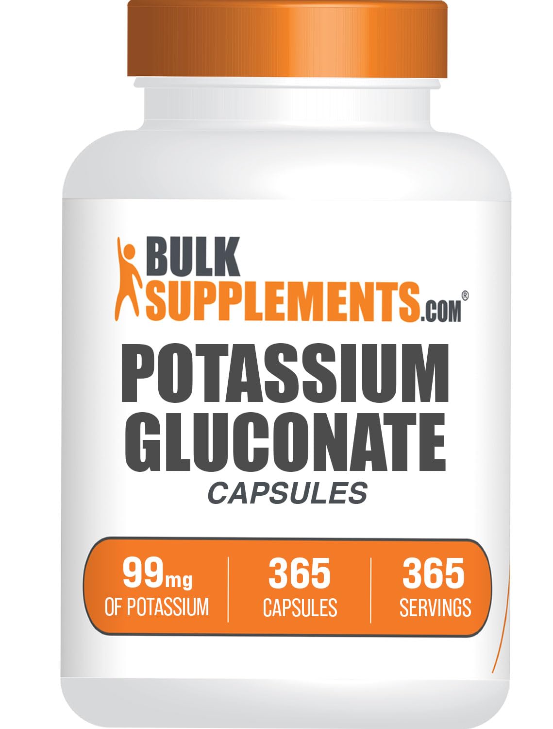 BulkSupplements Potassium Gluconate 99mg - 365 Capsules