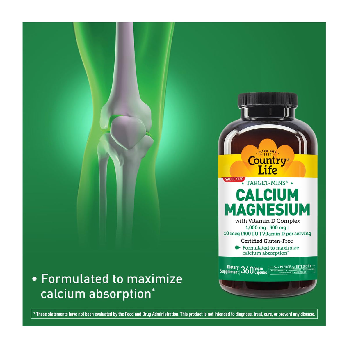Country Life Target-Mins Calcium Magnesium Vitamin D - 360 Capsules - image 2