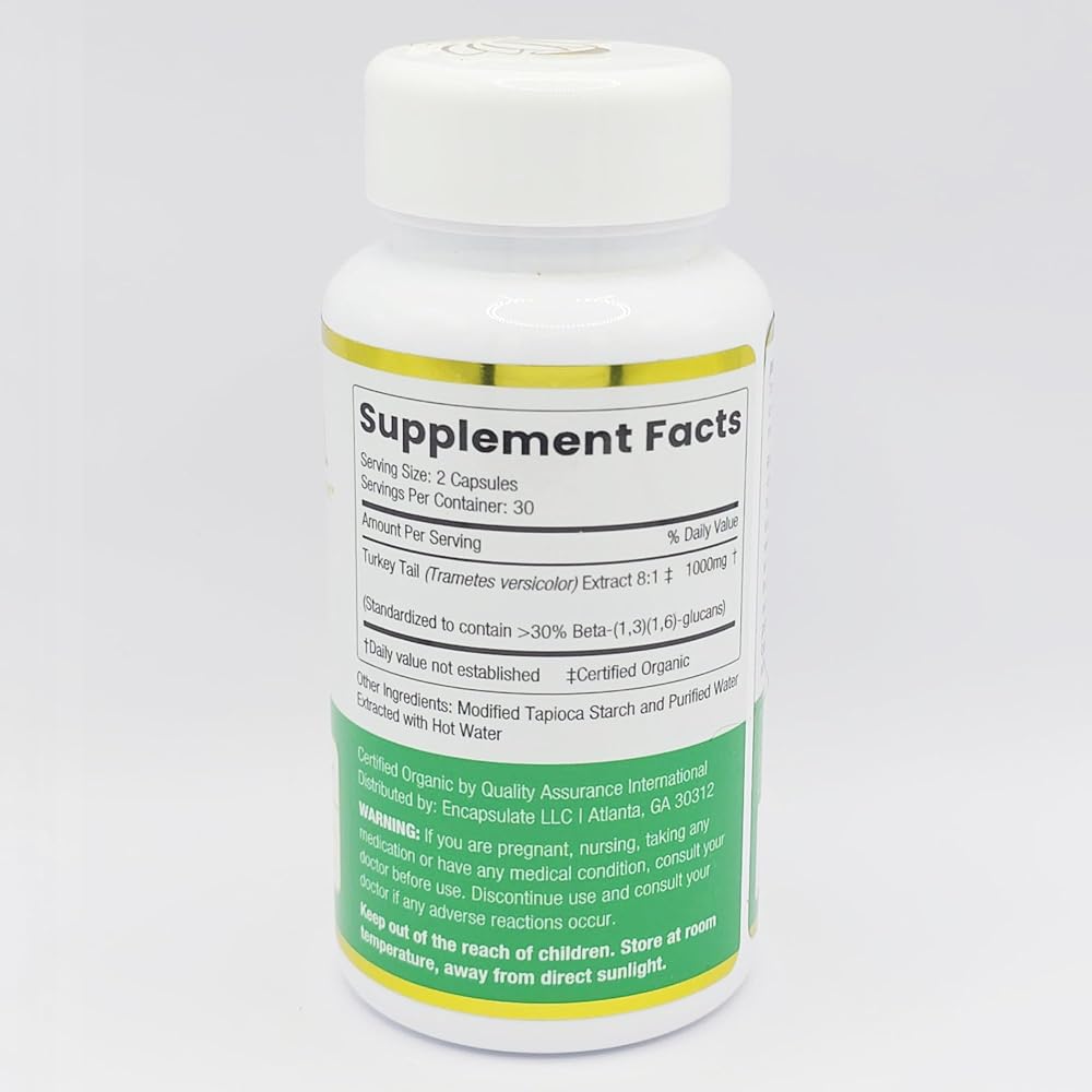 ENCAPSULATE Turkey Tail Capsules 8:1 Extract - 60 Vegan Capsules - image 2