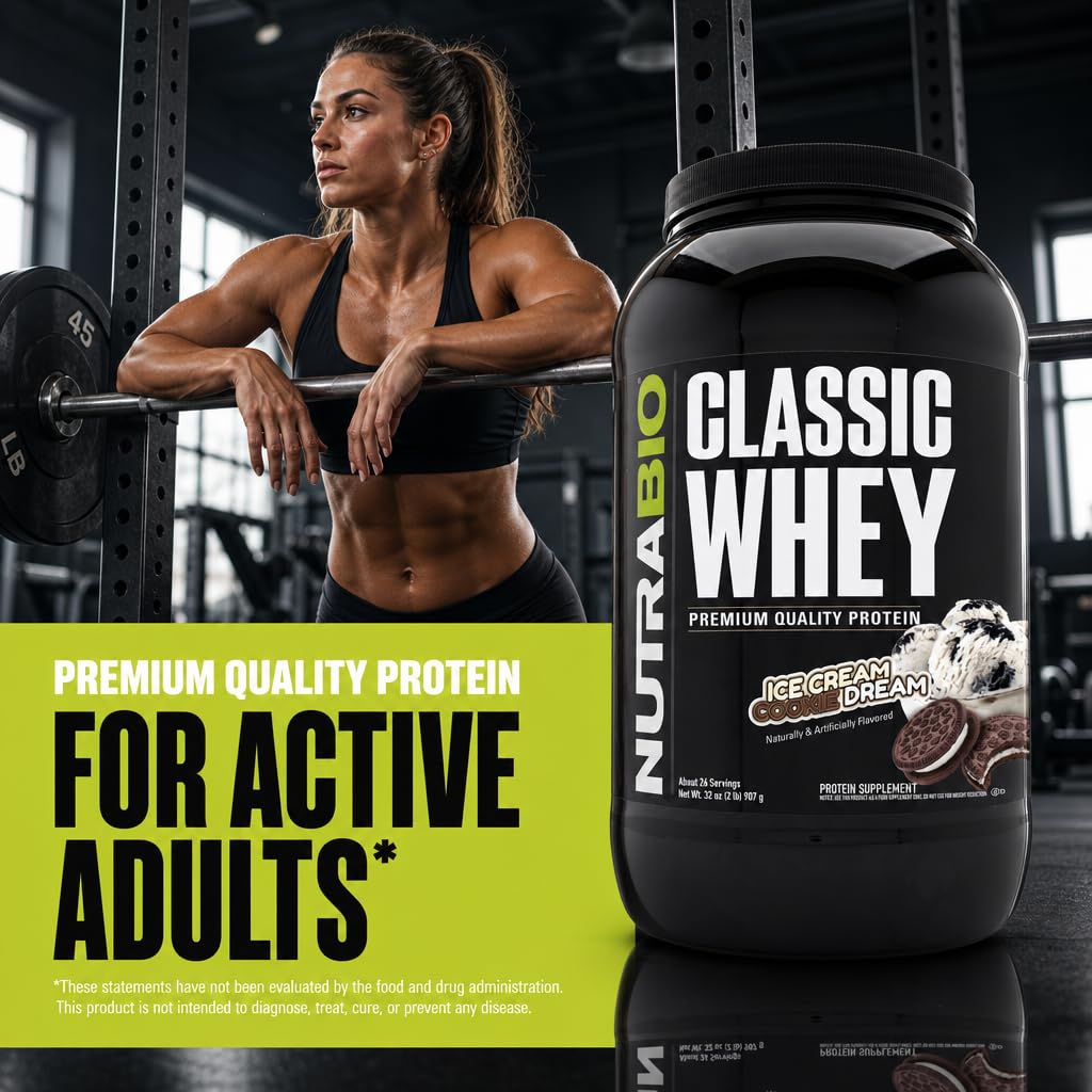 NutraBio Classic Whey Protein Powder Supplement - 25g of Protein Per