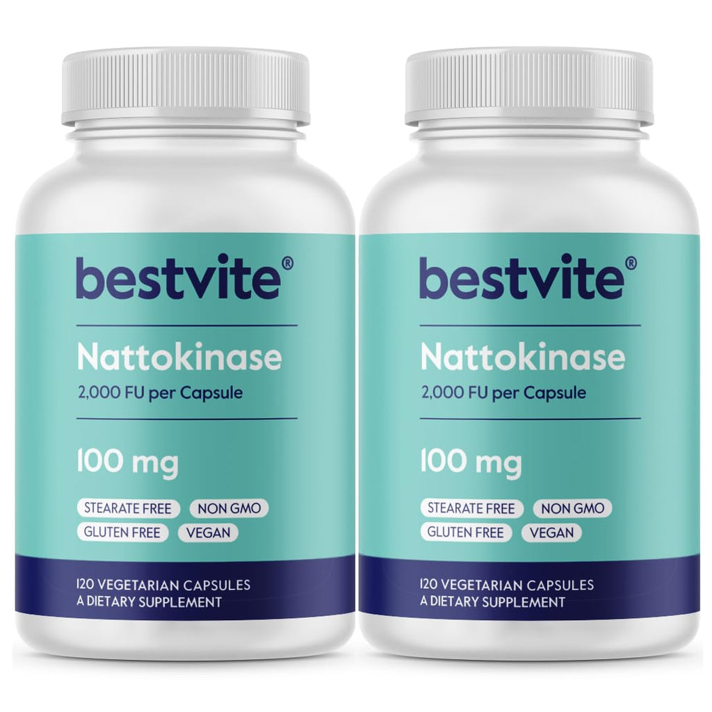 BESTVITE Nattokinase 100mg 2000 FU - 240 Vegetarian Capsules