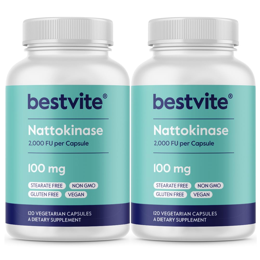 BESTVITE Nattokinase 100mg 2000 FU - 240 Vegetarian Capsules