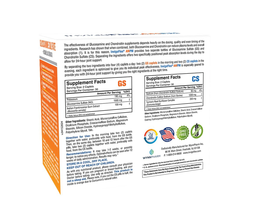 INVIGOFLEX AM/PM Glucosamine Chondroitin Joint Supplement - 120 Caplets - image 3