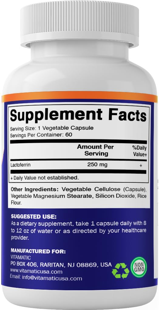 Vitamatic Lactoferrin 250mg Immune Support - 60 Vegetable Capsules - image 8