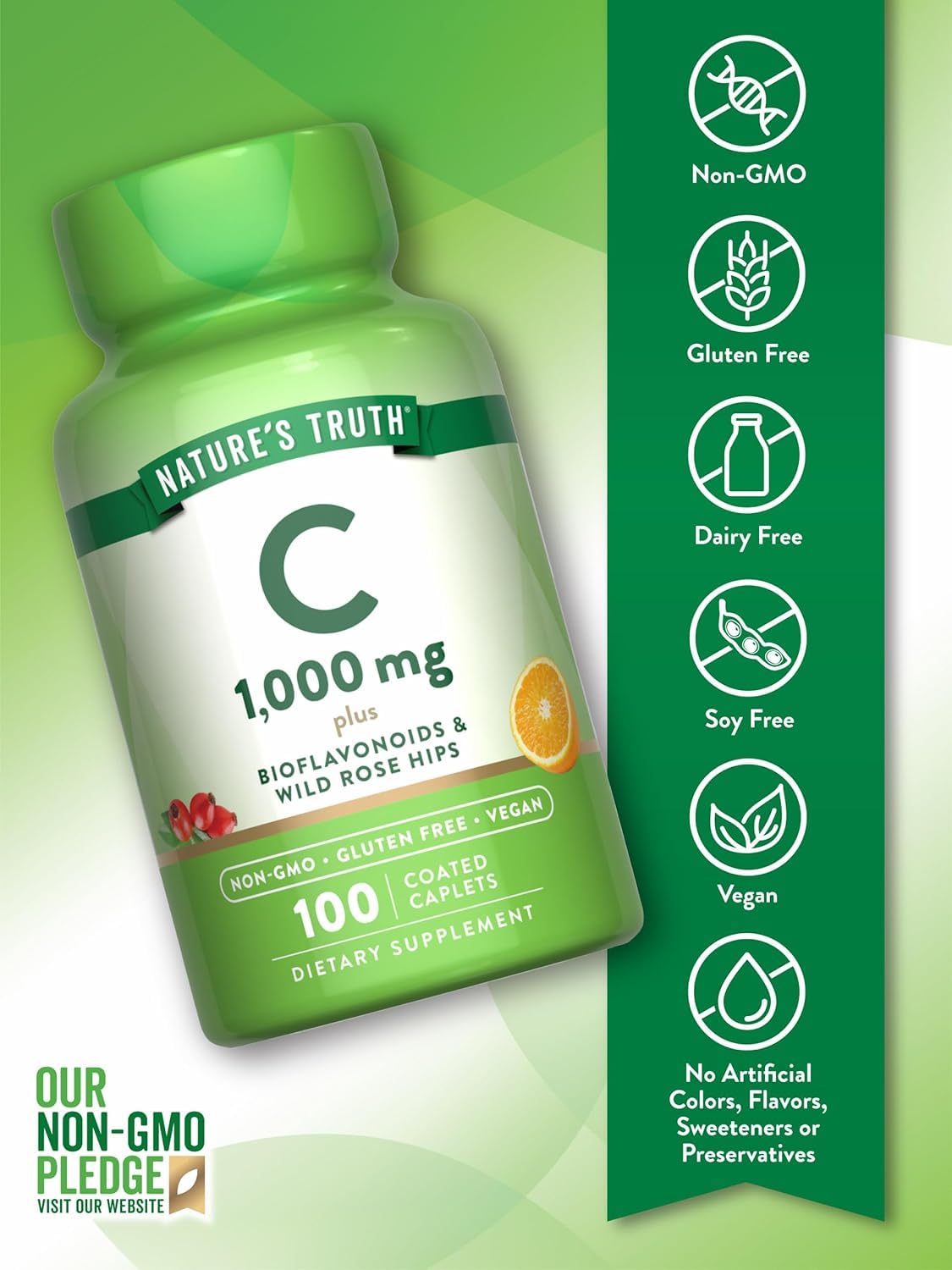 Nature's Truth Vitamin C 1000 mg Plus Bioflavonoids & Rose Hips - 300 Caplets - image 3
