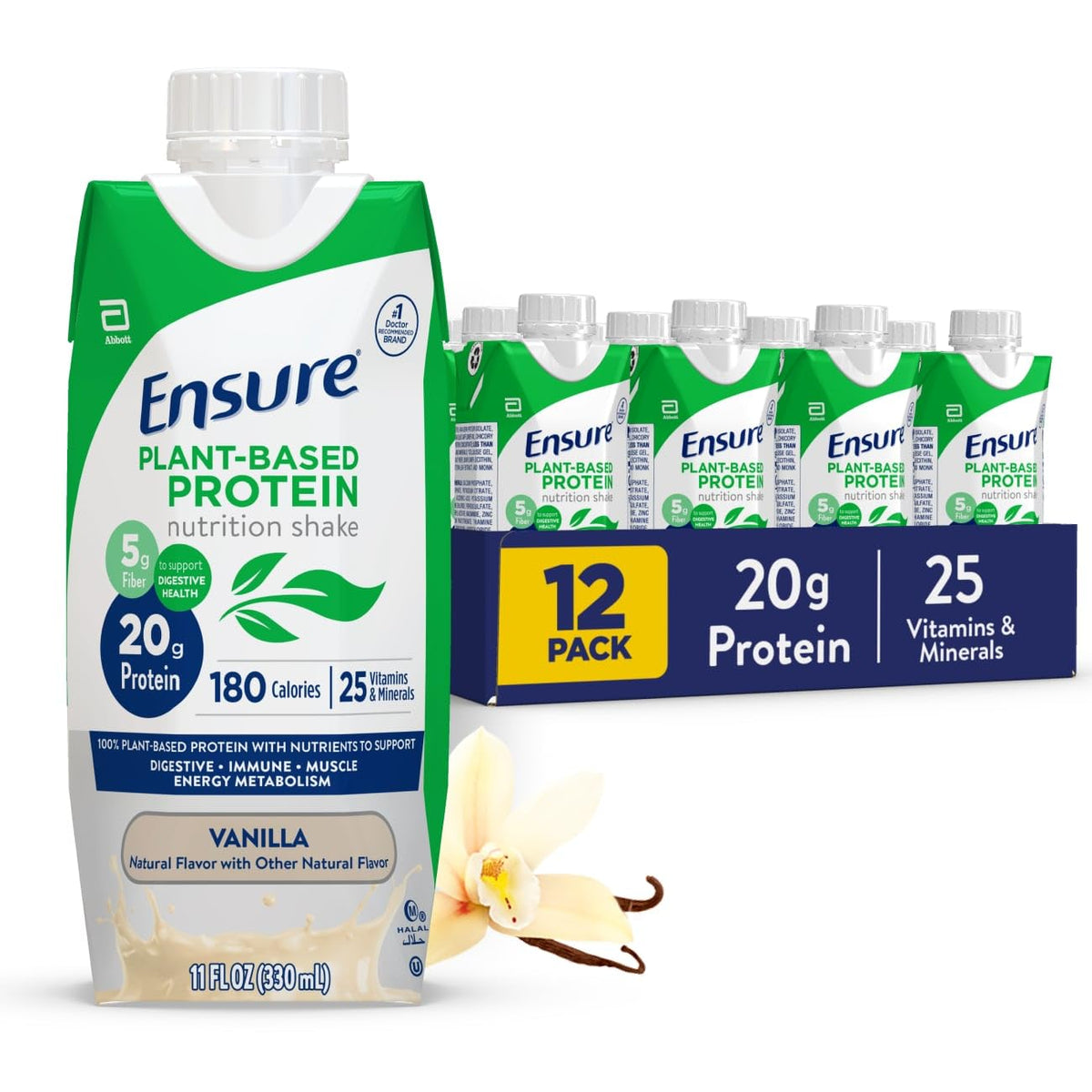 Ensure 100% Plant-Based Vegan Protein Nutrition Shakes with 20g Fava