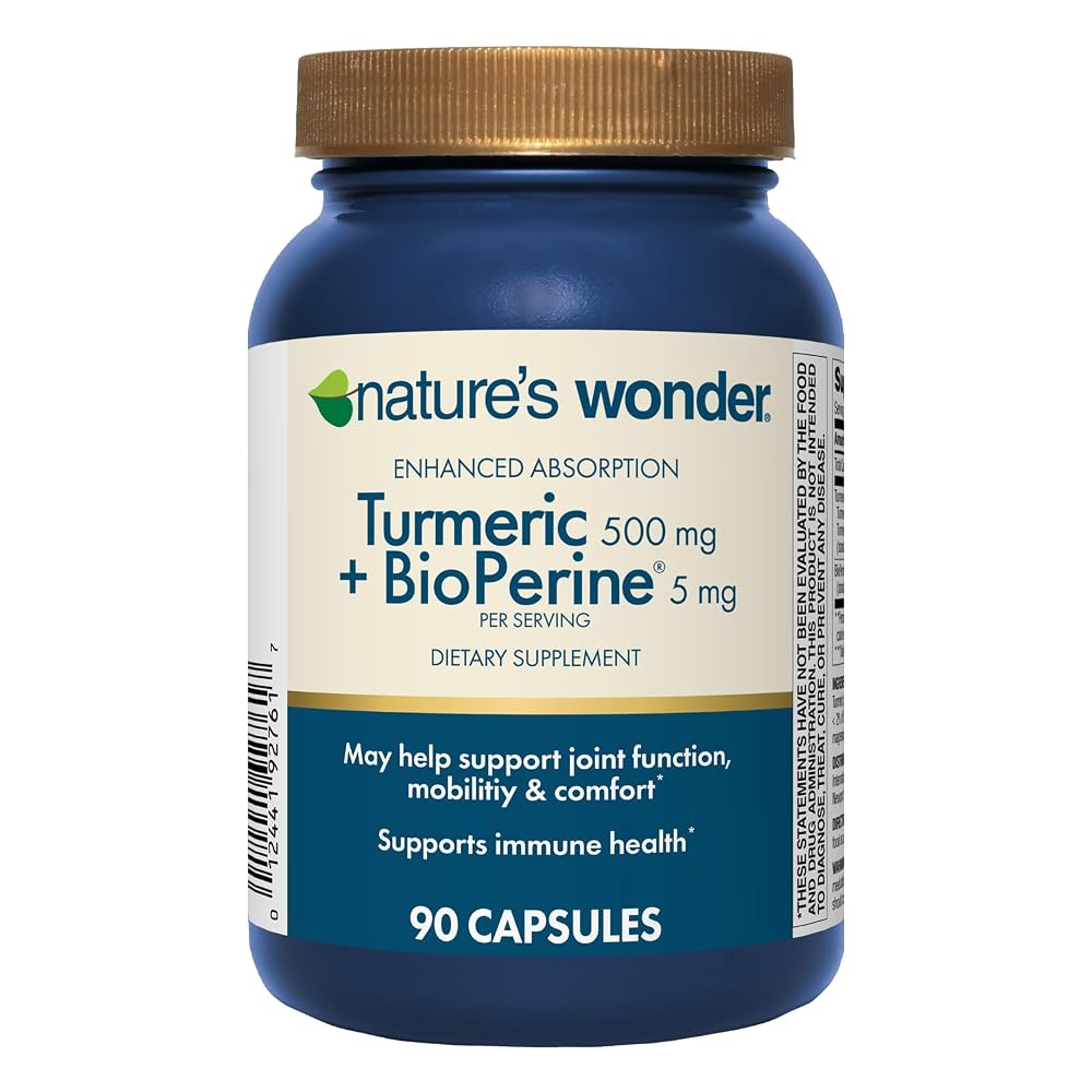 Nature's Wonder Turmeric 500mg with BioPerine - 90 Vegetarian Capsules