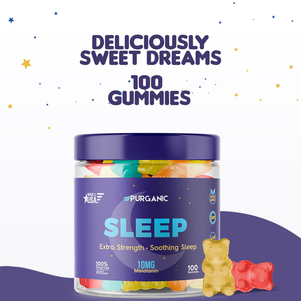 Purganic Melatonin Gummies for Sleep - 100 Count - image 4