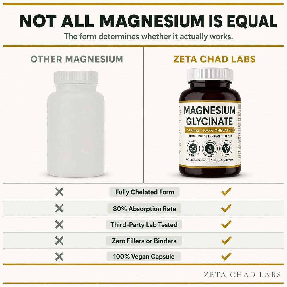 Zeta Chad Labs Magnesium Glycinate 500mg - 120 Capsules - image 4