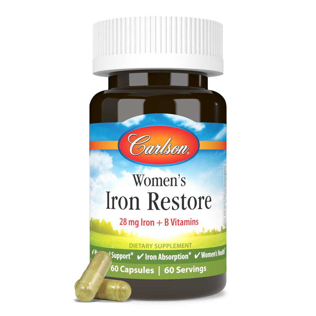 Carlson Women's Iron Restore 28 mg with B Vitamins - 60 Capsules