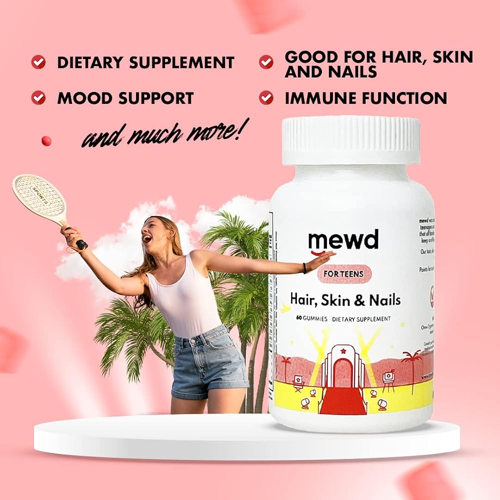 MEWD Teen and Kids Hair, Skin & Nails Multivitamin Gummies - 60 Count - image 5