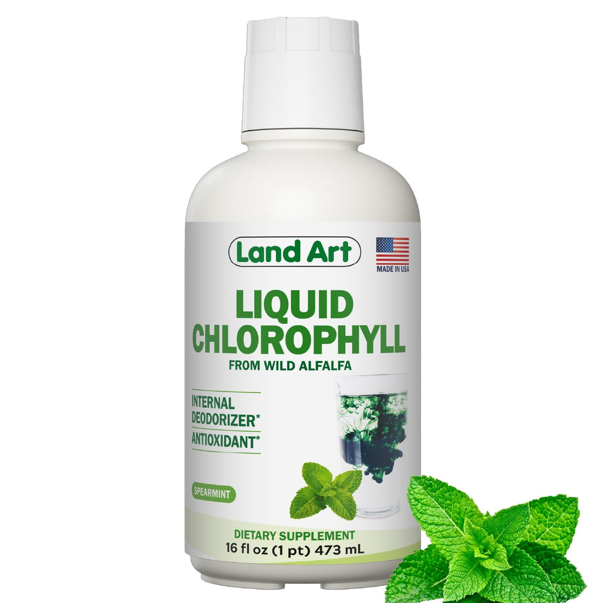 Land Art Chlorophyll Liquid Cold-Extracted Wild Alfalfa - 16 fl oz
