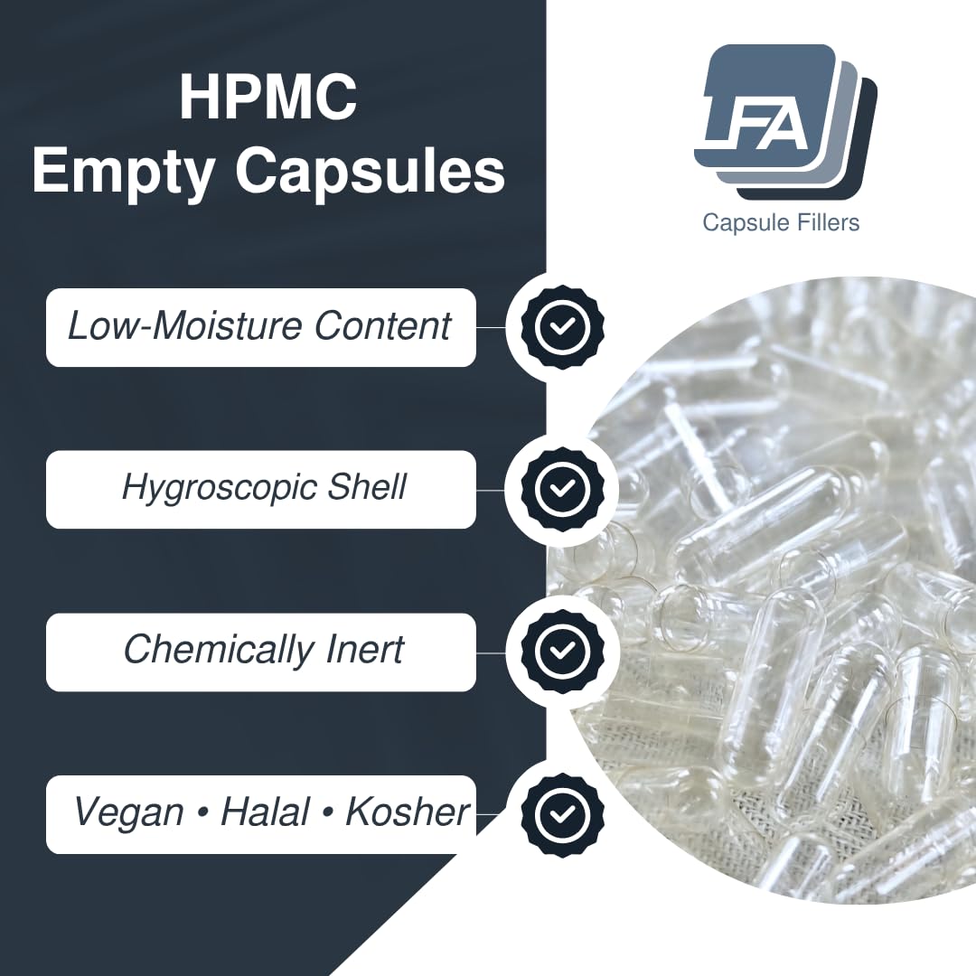 LFA Tablet Presses Empty Capsules Size 1 - Clear Vegan Caps - Fits