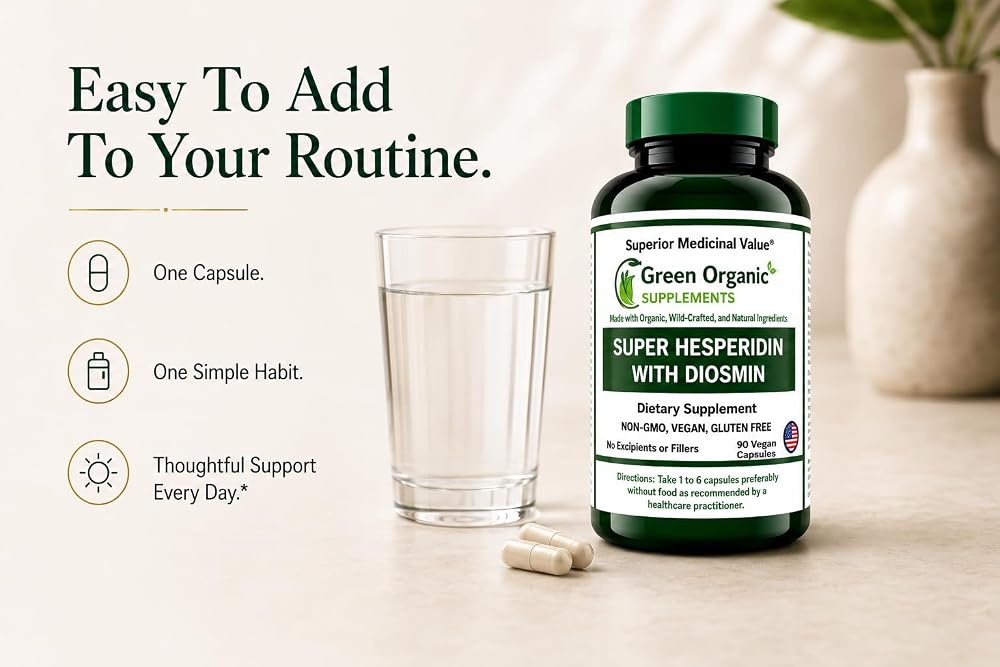 Green Organic Supplements Super Hesperidin with Diosmin - 90 Capsules - image 7