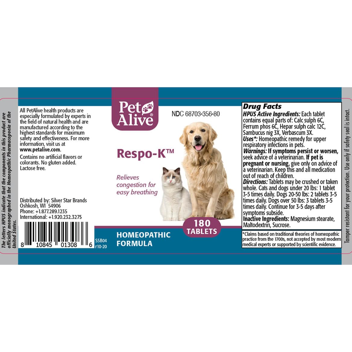 PetAlive Respo-K Homeopathic Tablets for Pet Respiratory - 180 Tablets - image 5
