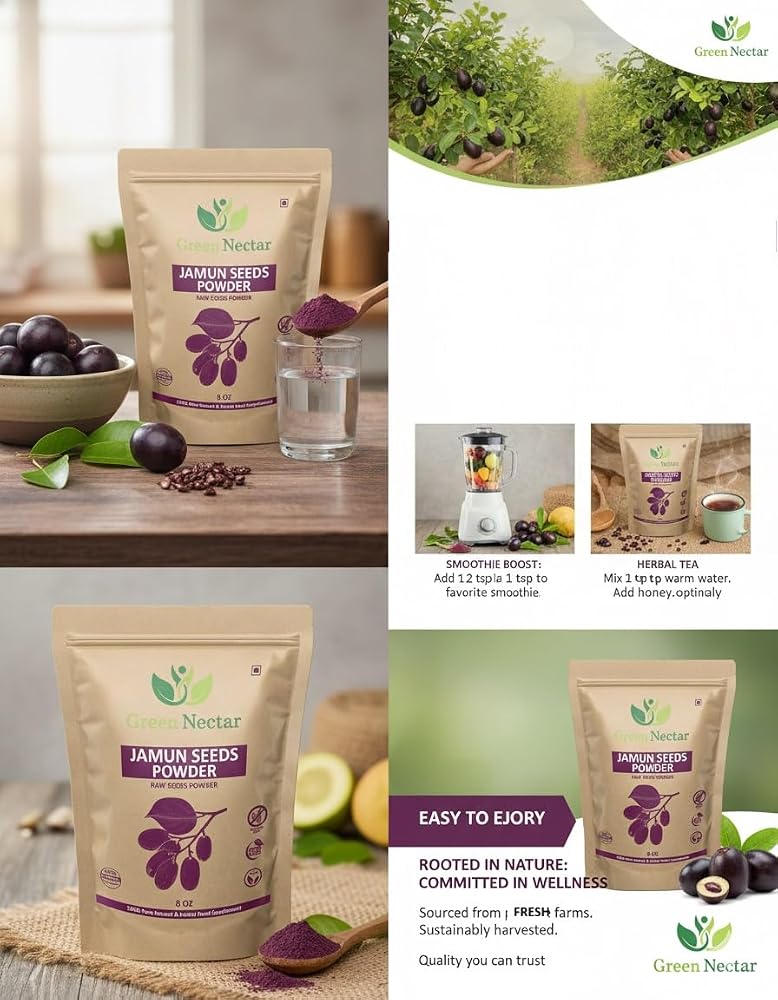 Green Nectar Jamun Seed Powder - 8 Ounces - image 4