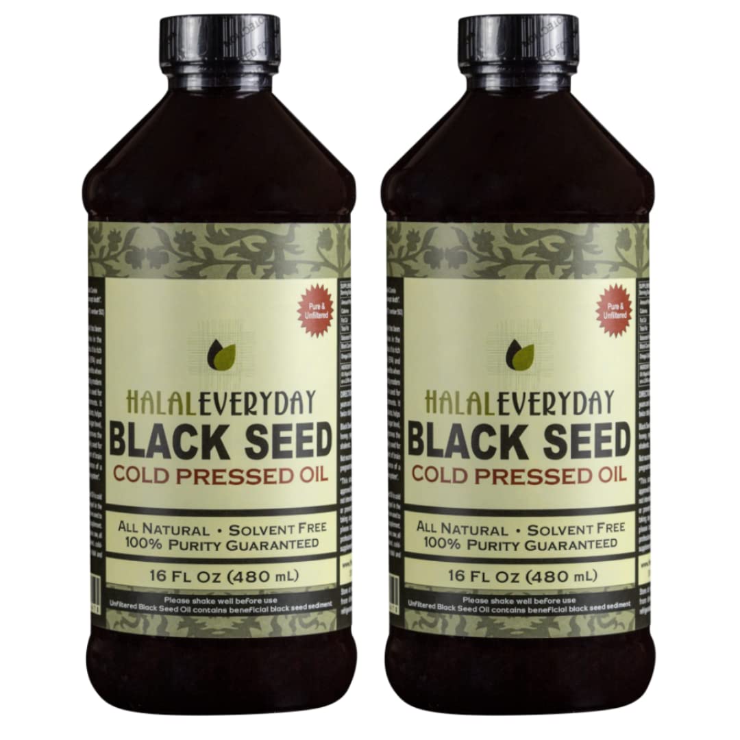 HalalEveryDay Pure Black Seed Oil - 32oz - 2-16oz Bottles of 100%