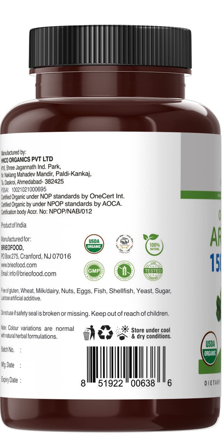 Brieofood Organic Arjuna 1500mg - 90 Vegetarian Tablets - image 5