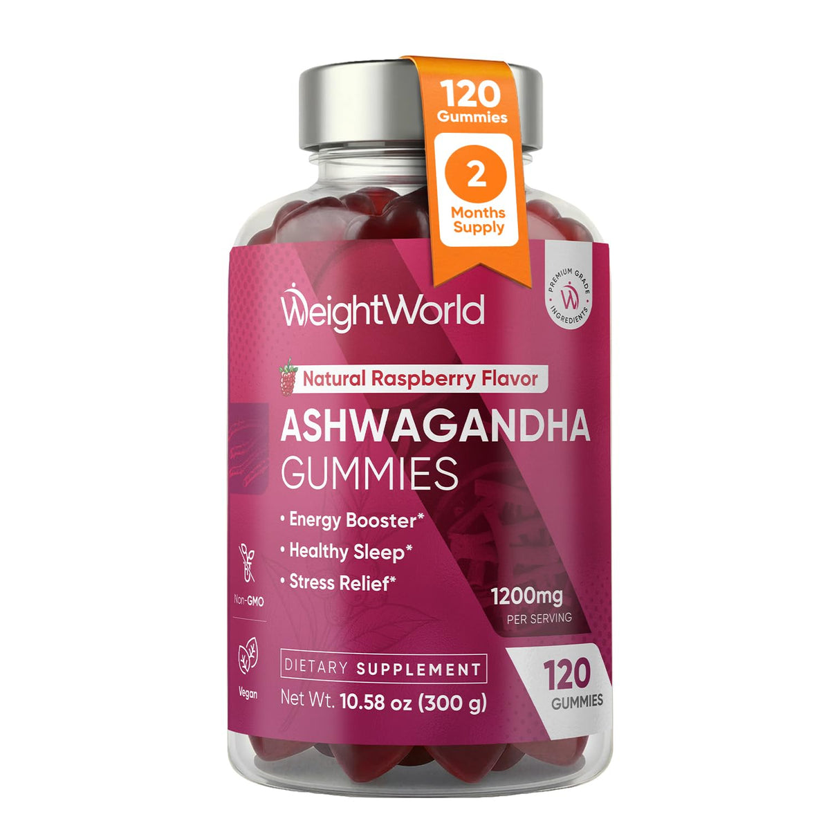 WeightWorld Ashwagandha Gummies for Stress Relief & Sleep - 120 Ct