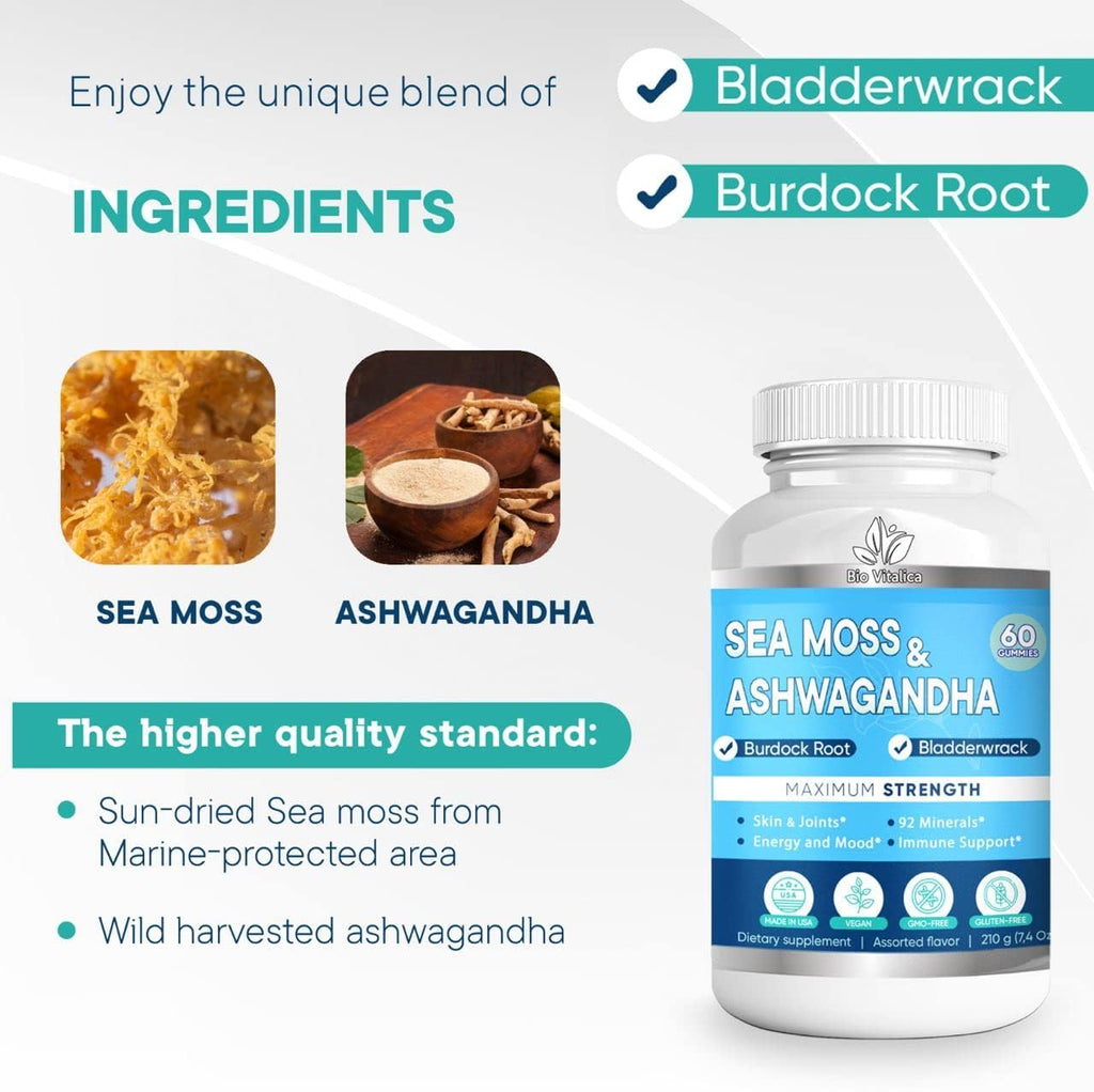 BIO VITALICA Sea Moss Ashwagandha Gummies for Women & Men