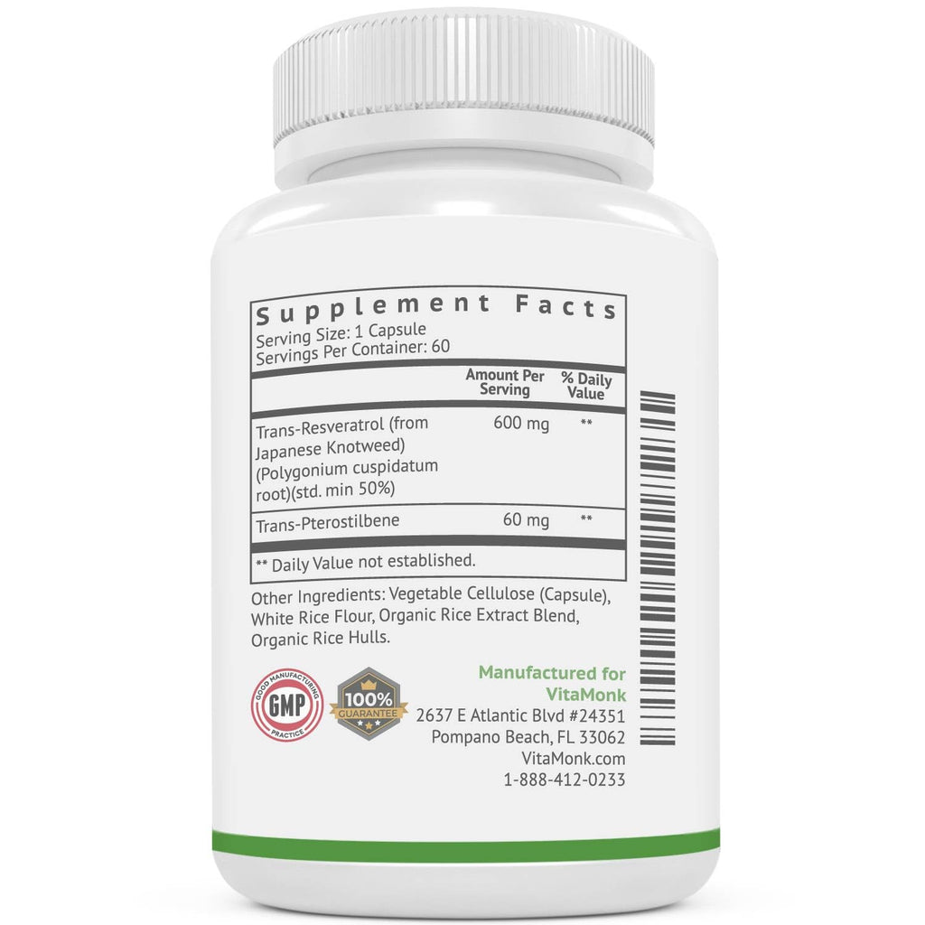 VitaMonk Trans Resveratrol with Pterostilbene - 60 Capsules - image 8