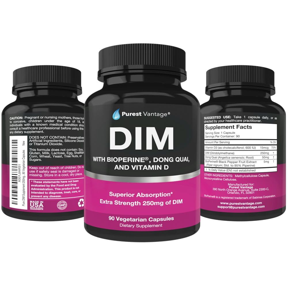 Purest Vantage DIM Supplement 250mg - 90 Capsules - image 4