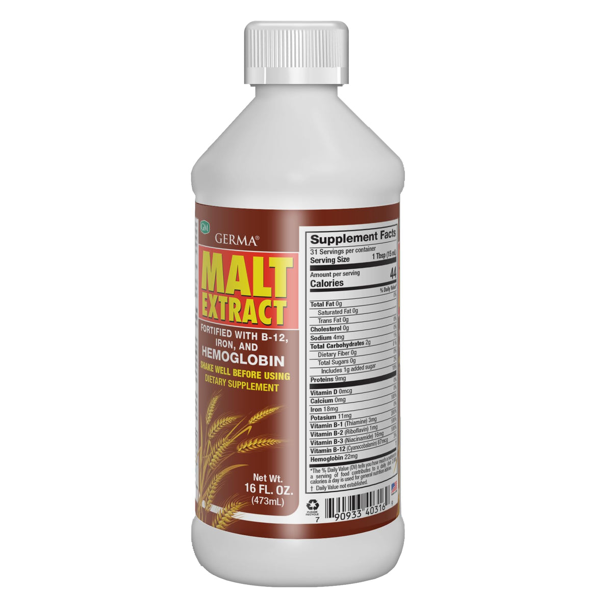 Germa Malt Extract Liquid Dietary Supplement for Energy - 16 fl oz - image 2