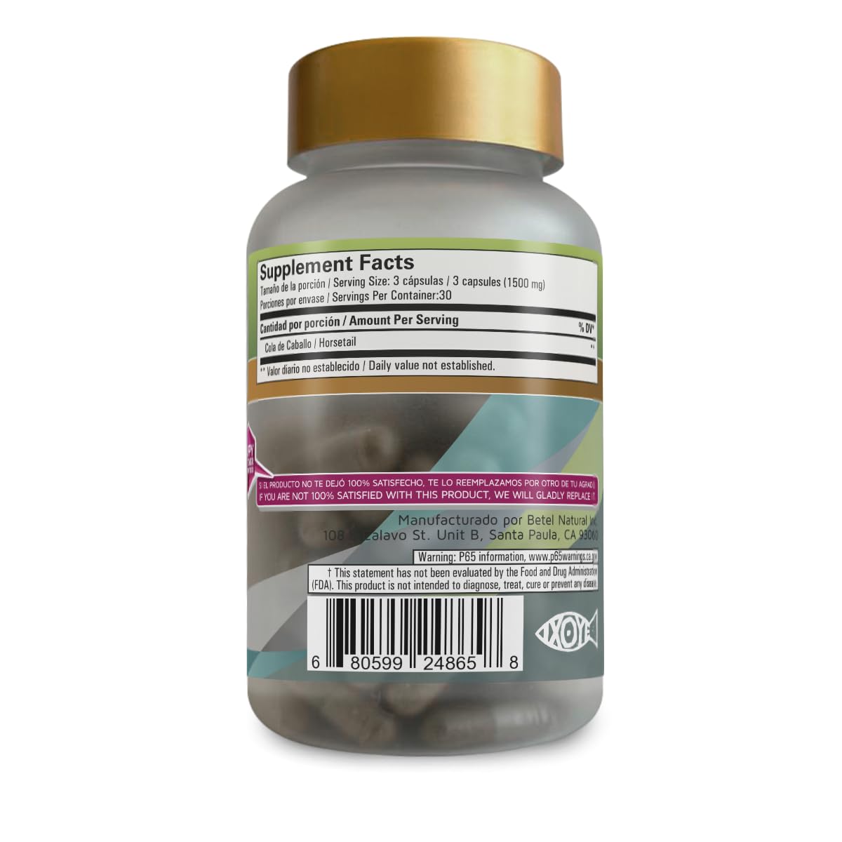 Betel Natural Cola de Caballo Horsetail Capsules - 1500 mg - image 3
