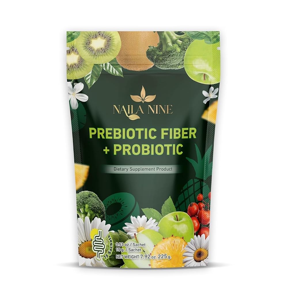 NAILA NINE Prebiotic Fiber Supplement Powder Apple Kiwi - 15 Sachets