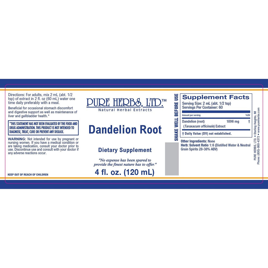 Pure Herbs Dandelion Root Liquid - 4 Fl Oz - image 3