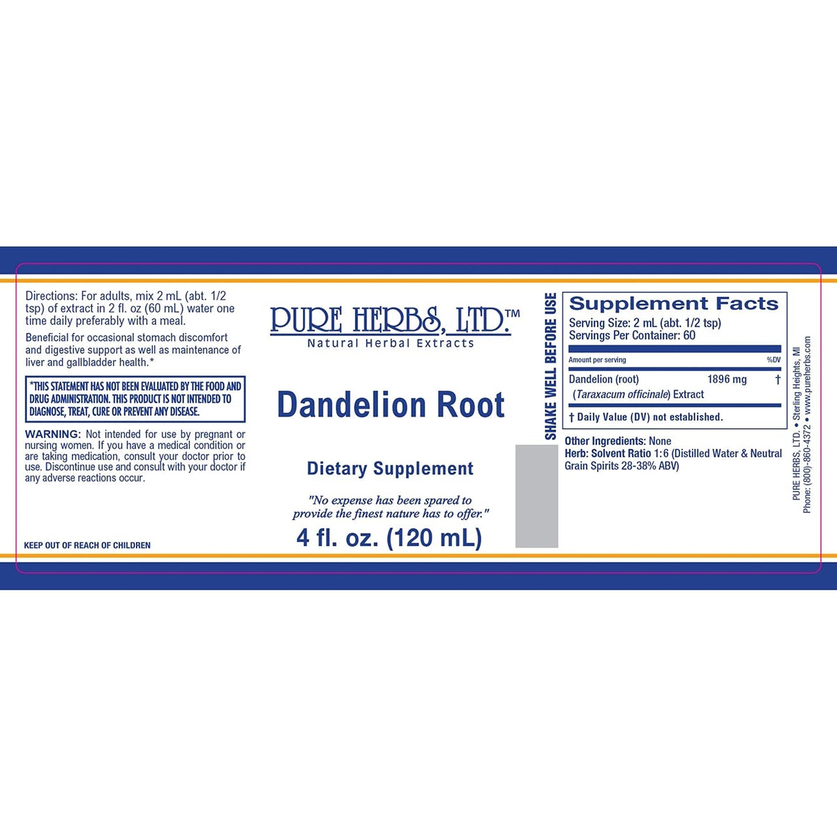 Pure Herbs Dandelion Root Liquid - 4 Fl Oz - image 3