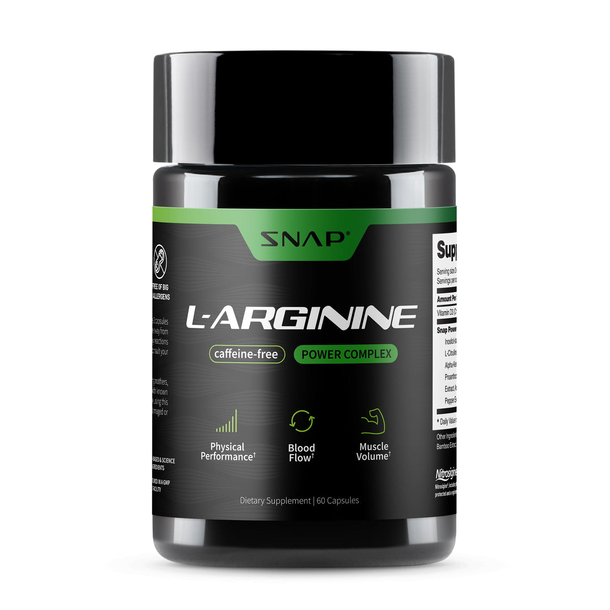 Snap Supplements L-Arginine & L-Citrulline Amino Acid - 60 Capsules