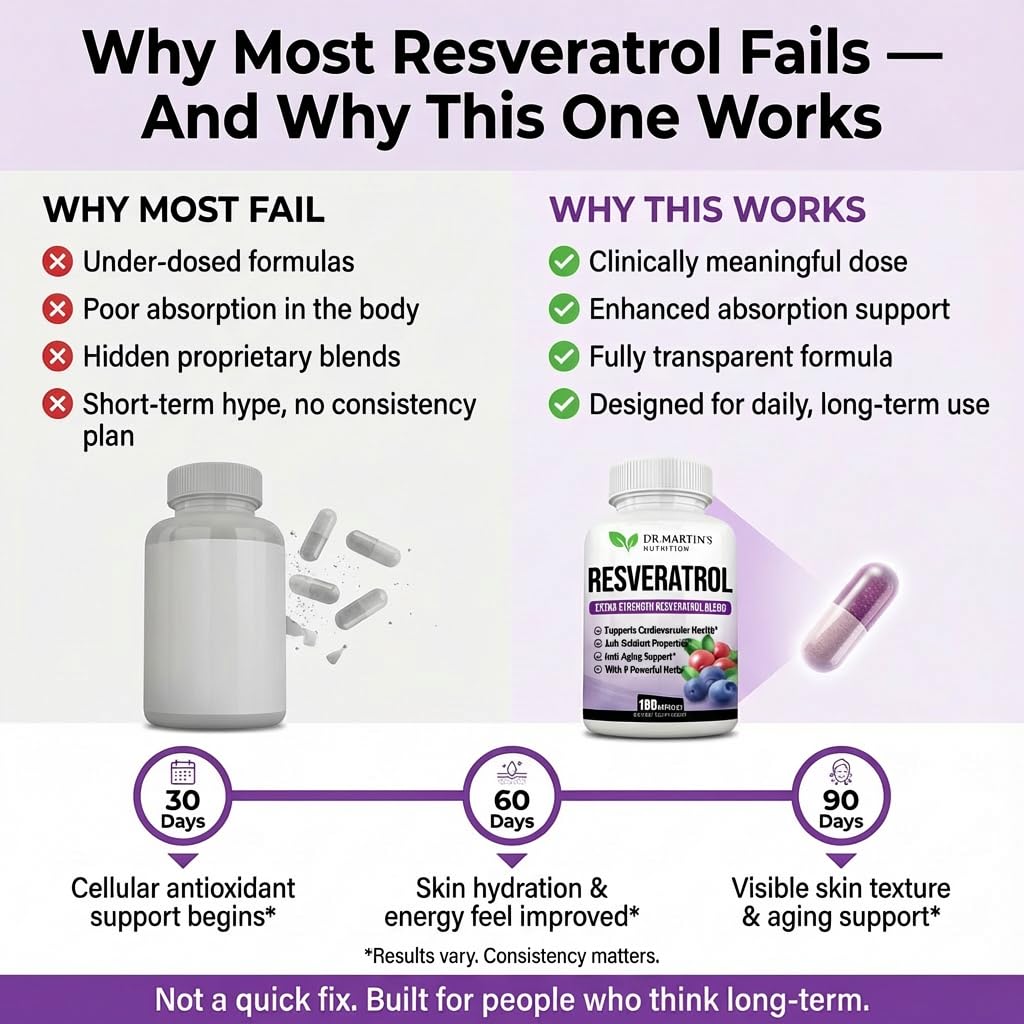 DR. MARTIN'S NUTRITION Extra Strength Resveratrol 1568mg - 180 Capsules - image 5
