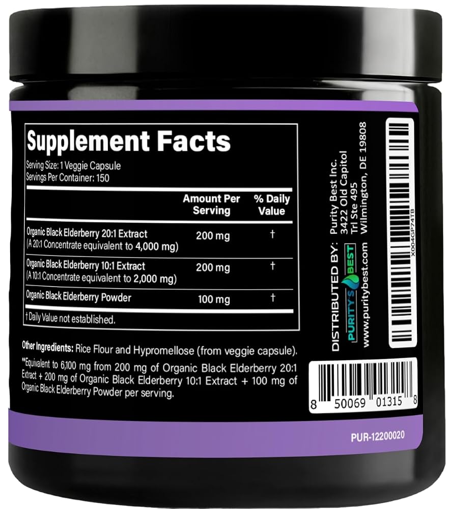 Purity's Best Black Elderberry Extract Complex Immune Support - 150 Capsules - image 2