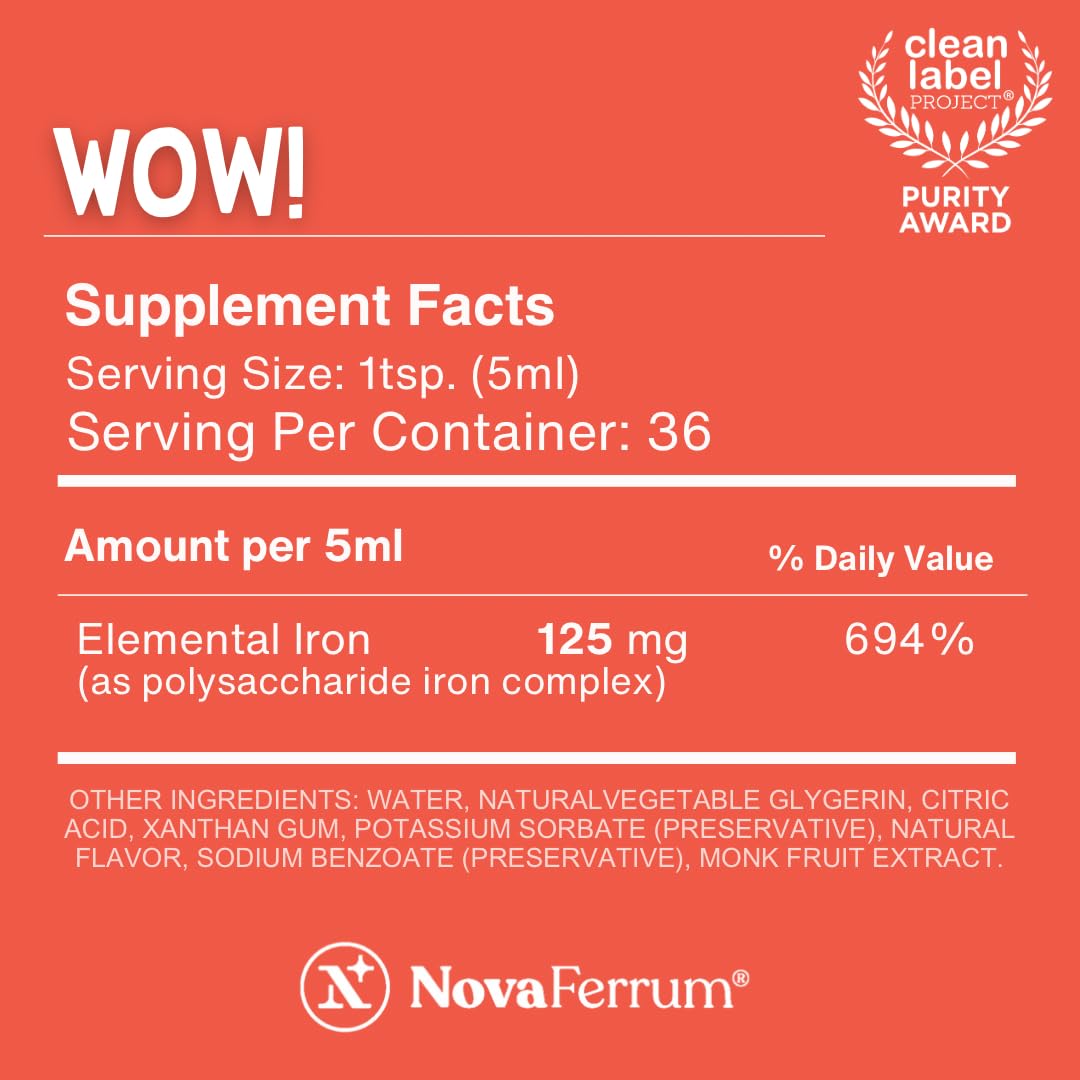 NovaFerrum Wow 125mg High Potency Liquid Iron Supplement - 6 Fl Oz - image 3