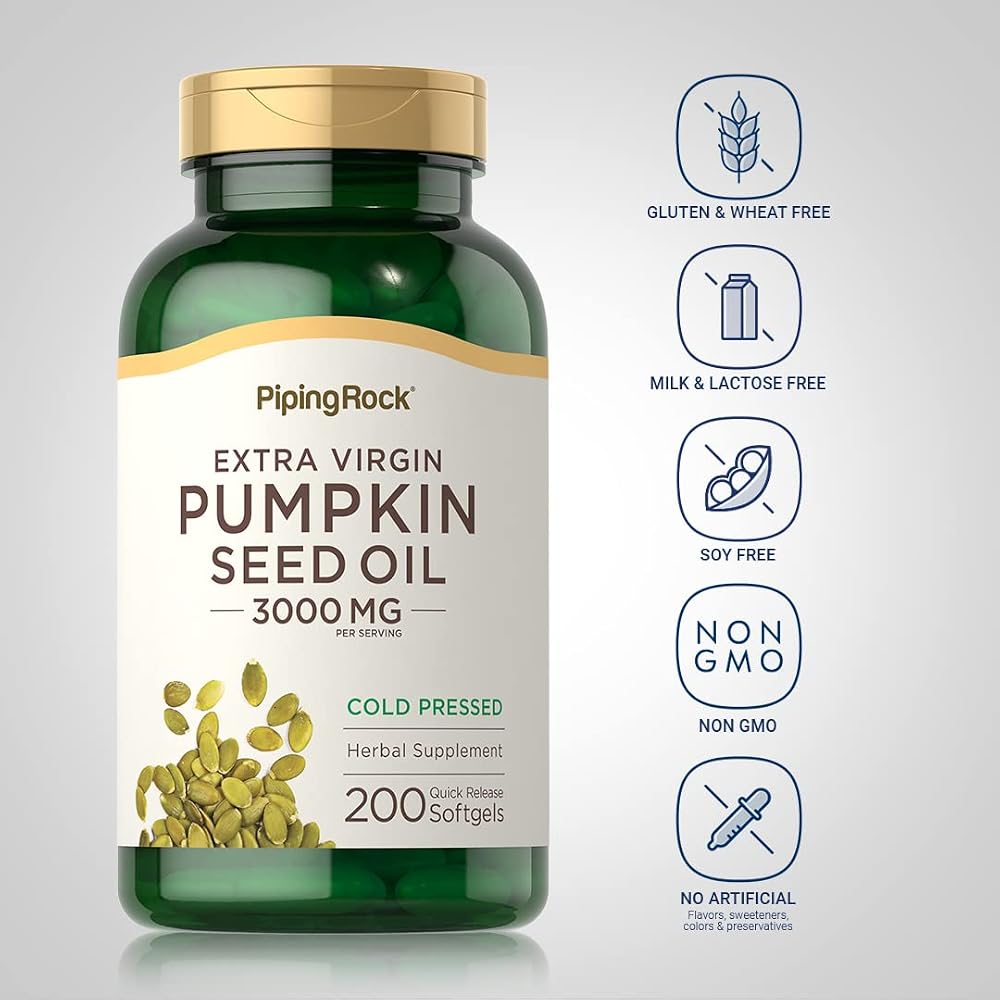 Piping Rock Pumpkin Seed Oil Softgel Capsules - 200 Count - image 3