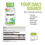 SOLARAY Spirulina Algae 410 mg Supplement - 100 Vegetarian Capsules - image 2