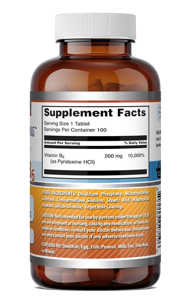Amazing Nutrition Vitamin B6 Pyridoxine 200mg - 100 Tablets - image 6