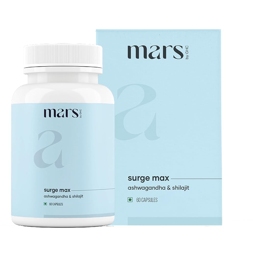 Mars Surgemax Natural Capsules with Shilajit & Safed Musli - 180 Capsules