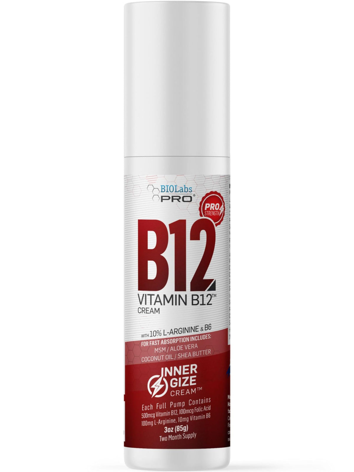 BIOLABS PRO INNERGIZE B12 Cream with L-Arginine - 3 Ounce