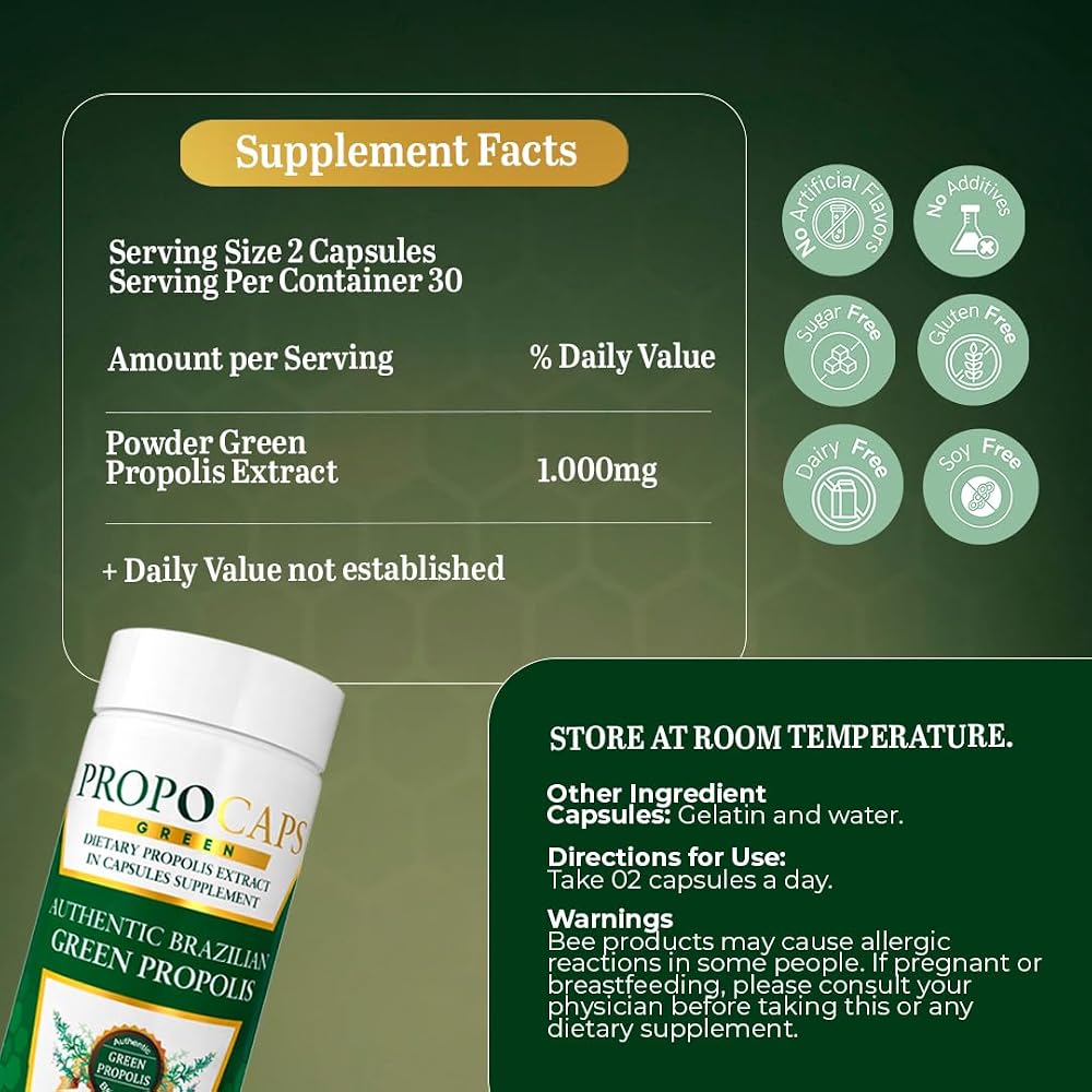 Beelife Green Propolis Capsules Immune Support - 120 Capsules - image 8