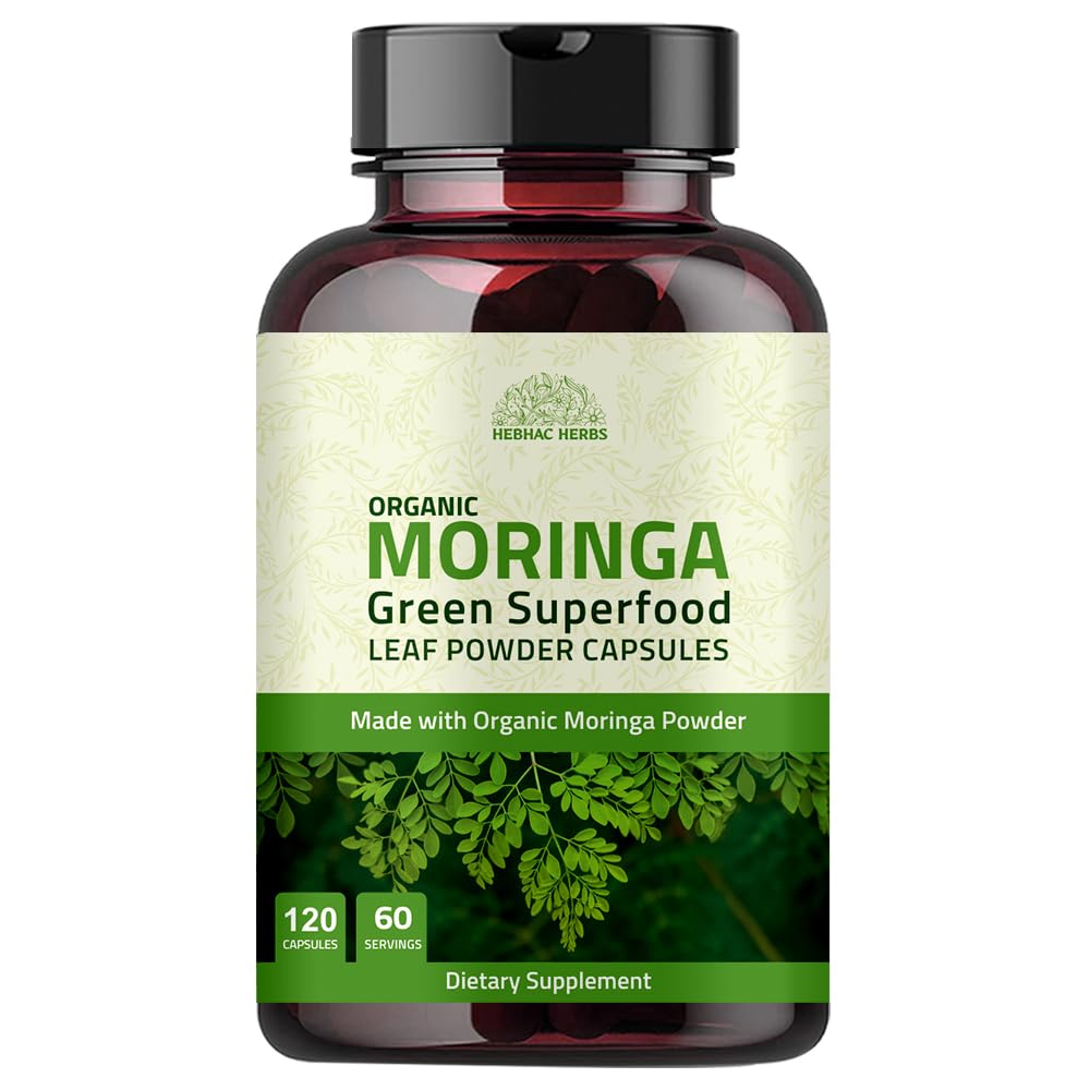 Hebhac Herbs Organic Moringa Capsules Immune Support - 120 Capsules